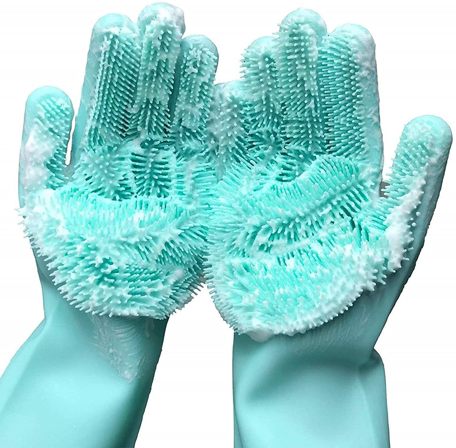 MITALOO Magic Dishwashing Cleaning Sponge Gloves Reusable Silicone Brush Scrubber Gloves