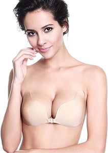 MITALOO Adhesive Invisible Backless Push Up Strapless Sticky Bras Reusable Magic Bra for Women