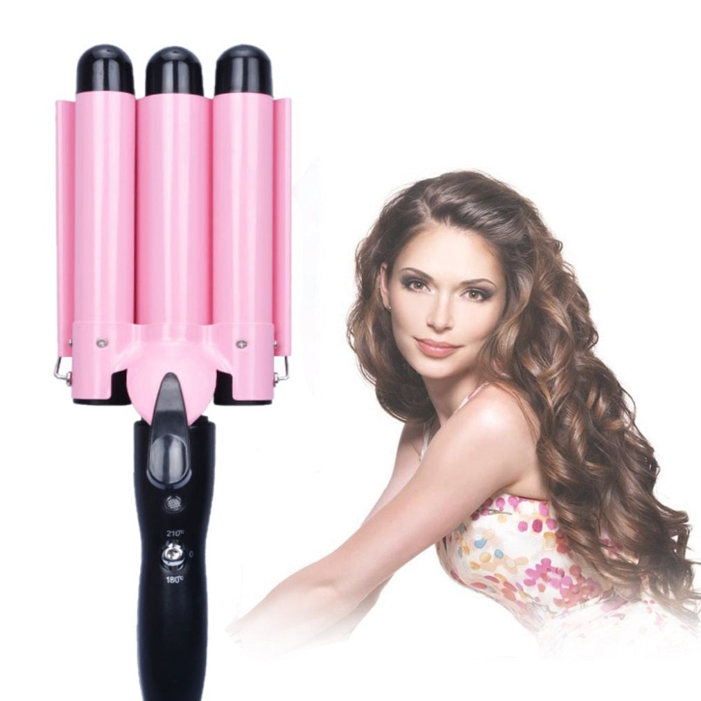 MODVICA Hair Curling Iron 1 inch 3 Barrel Hair Crimper Ceramic Two Gear Temperature Control Hair Waving Styling Tools