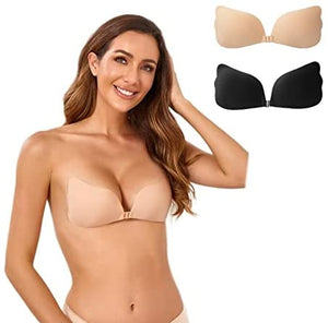 MITALOO Adhesive Invisible Backless Push Up Strapless Sticky Bras Reusable Magic Bra for Women