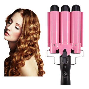 Dopheuor Hair Curling Iron 3 Barrel Wand Temperature Adjustable 25mm Hair Waver Curling Iron for Long or Short Hair Heat Up Quickly Last Long Curling Iron Hair Waver Hot Tools for Women or Girls(Pink)