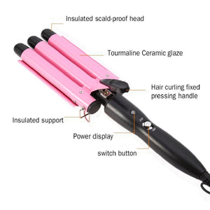 MODVICA Hair Curling Iron 1 inch 3 Barrel Hair Crimper Ceramic Two Gear Temperature Control Hair Waving Styling Tools