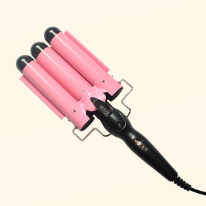 Dopheuor Hair Curling Iron 3 Barrel Wand Temperature Adjustable 25mm Hair Waver Curling Iron for Long or Short Hair Heat Up Quickly Last Long Curling Iron Hair Waver Hot Tools for Women or Girls(Pink)