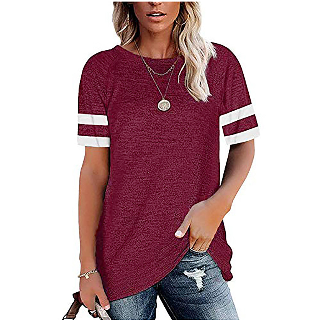 MITALOO Women's Short Sleeve T-Shirt Crewneck Tees Loose Blouse Tops Causal Tunic Tops