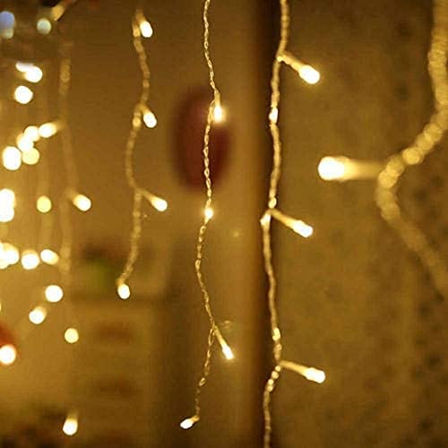 Dopheuor Icicle Fairy Lights 400LED 32.8ft 75Drops 8 Modes Waterproof String Lights for Outdoor Eaves Curtain Christmas Trees Party Decor