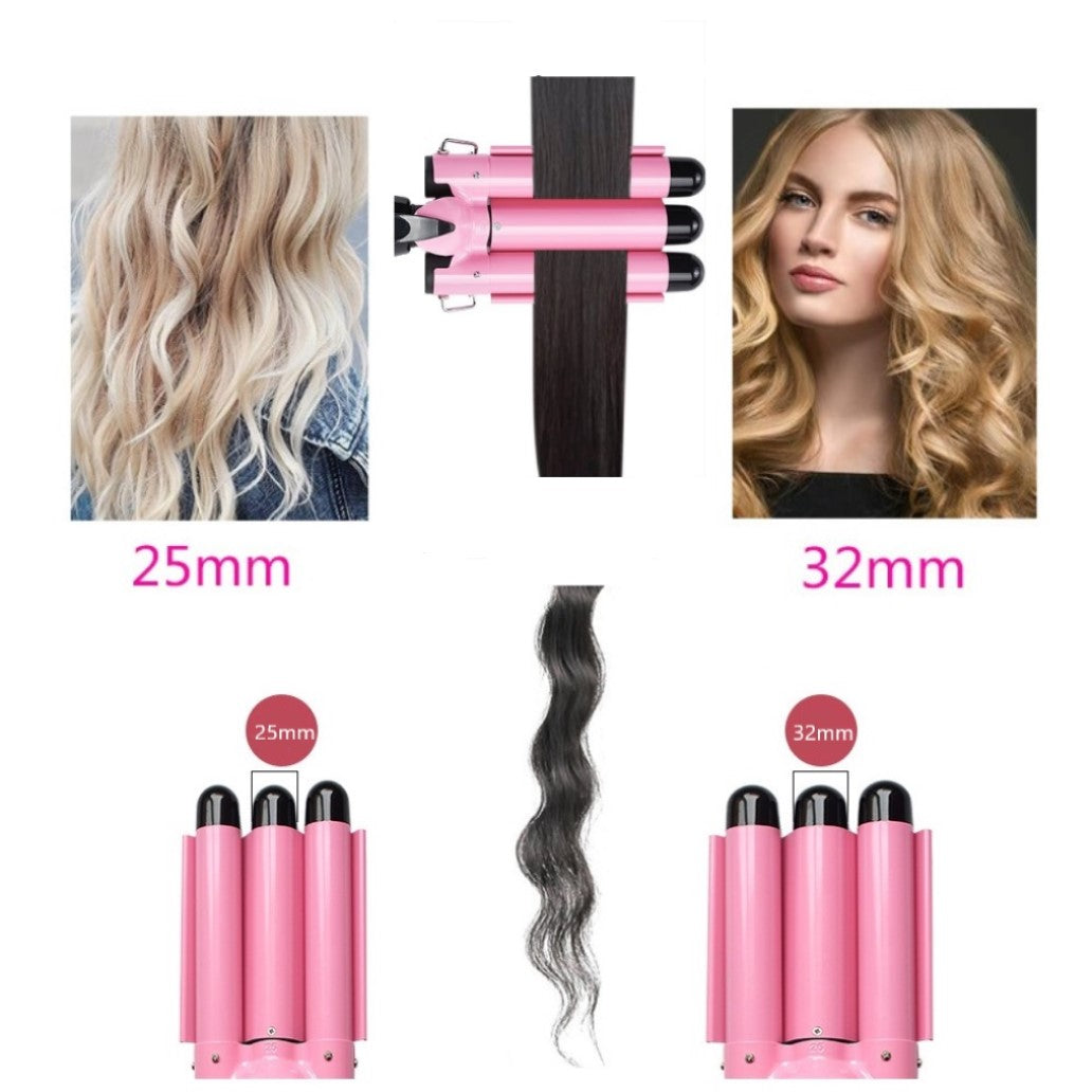 MODVICA Hair Curling Iron 1 inch 3 Barrel Hair Crimper Ceramic Two Gear Temperature Control Hair Waving Styling Tools