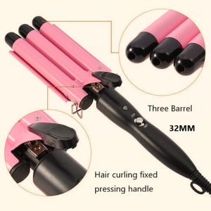 Dopheuor Hair Curling Iron 3 Barrel Wand Temperature Adjustable 25mm Hair Waver Curling Iron for Long or Short Hair Heat Up Quickly Last Long Curling Iron Hair Waver Hot Tools for Women or Girls(Pink)