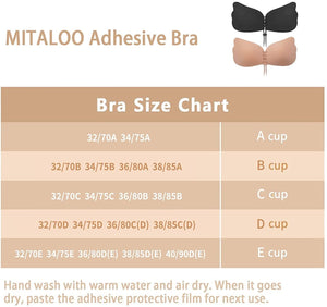 MITALOO Sticky Push Up Adhesive Invisible Backless Bra Magic Nipple Covers Strapless Bra