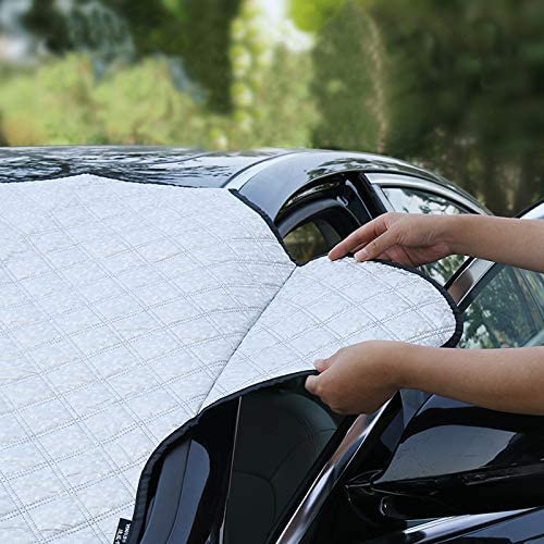 MITALOO Car Windshield Snow Cover with 4 Layers Protection, Frost Ice Removal Sun Shade for Winter Protection, Extra Large and Thick Windshield Ice Cover Fits for Cars Trucks Vans and SUVs