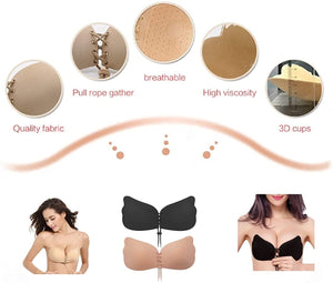 MITALOO Sticky Push Up Adhesive Invisible Backless Bra Magic Nipple Covers Strapless Bra