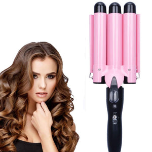 MODVICA 3 Barrel Curling Iron Wand 26mm Hair Waver Temperature Adjustable Ceramic Hair Curling Iron (Pink)