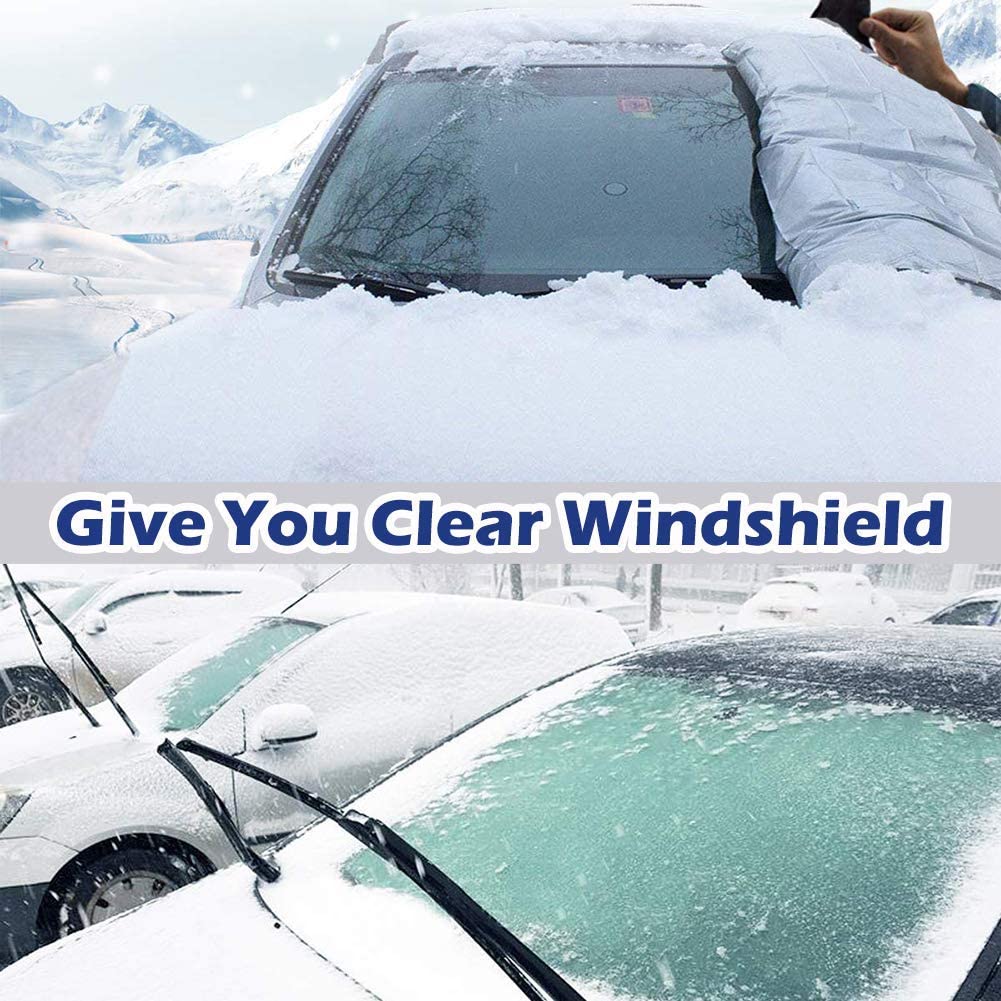 MITALOO Car Windshield Snow Cover with 4 Layers Protection, Frost Ice Removal Sun Shade for Winter Protection, Extra Large and Thick Windshield Ice Cover Fits for Cars Trucks Vans and SUVs