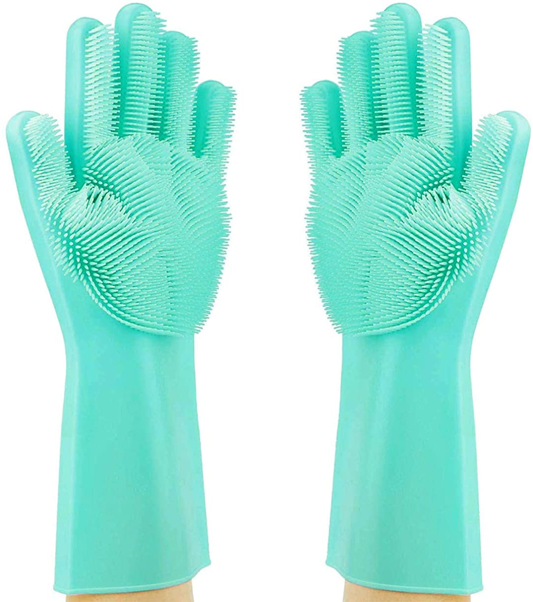 MITALOO Magic Dishwashing Cleaning Sponge Gloves Reusable Silicone Brush Scrubber Gloves