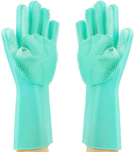 MITALOO Magic Dishwashing Cleaning Sponge Gloves Reusable Silicone Brush Scrubber Gloves